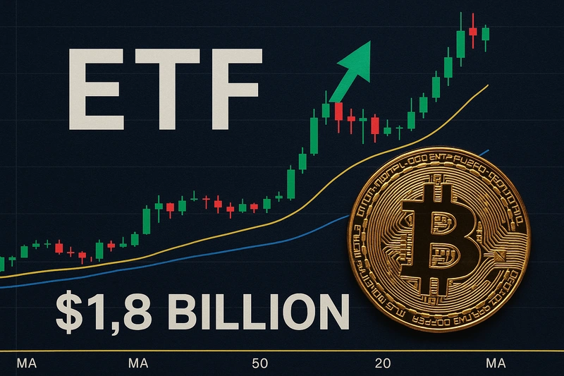 Спотові біткойн-ETF у США демонструють високі результати з притоком 1,8 млрд доларів